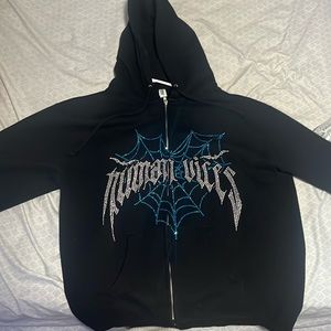 human vices large sparkly rhinestone zip up